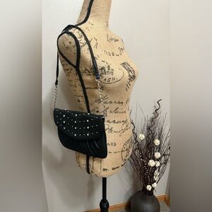 Grace Adele Black Studded Shoulder Bag